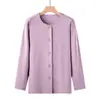 Tejido de Primavera Suéter de Cuello Redondo para Adultos Mayores Mangas Anchas Cardigan Pijama de Algodón Puro para Mujeres y Mayores Ropa de Casa Engrosada para Primavera y Otoño para Traje Hombres