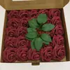 Set de Regalo Caja Transfronteriza de Rosas de Espuma Pe, Flores Artificiales con Tallos y Hojas, 50 Piezas, Flores para Decoración de Bodas, Regalo del Día de San Valentín
