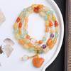 Pulseira Jade Seda Dourada Natural Jade Colorida Xinjiang Feminina Três Voltas Pingente de Cabacinha Jade Seda Dourada Folha Estilo Étnico Atacado