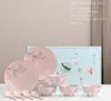 Yuhuo Yueshang flor 4 Tigelas 4 Colheres 2 Pratos Conjunto de Louça Cerâmica 10 Peças Caixa de Presente Criativa Exquisita Presente Atacado