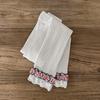 Leggings de Primavera e Outono para Meninas, Estilo Coreano Estampa de Trigo Renda Calça Nove Pontos para Bebês, Meia-Calça Floral Fofa, Algodão Tricotado