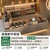 Solução personalizada para a loja inteira para cafeterias comerciais com balcões de bar em aço inoxidável texturizado e caixas registradoras em um novo design de bebidas de chá estilo chinês