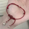 Nuevo Pulsera de Cuentas con Monedas Antiguas Estilo Chino, Diseño de Moda y Sencillo, Pulsera de Cuerda Roja Tejida a Mano, Pulsera Ajustable
