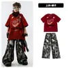 Ropa Hip-Hop Street Dance para Niños Marca Trendy Hip-Hop Traje Rojo Ropa Trendy Infantil Atuendo de Día del Niño para Performance Estilo Calle Niño Niña