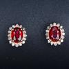 Venta caliente en vivo, nuevos pendientes de botón de rubí Diana de imitación de oro rosa verde, pendientes de temperamento simple para mujer, joyería