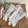 Calcetines de Verano para Niños, Calcetines de Malla con Lazo para Niñas, Calcetines Finos de Encaje hasta la Pantorrilla, Calcetines Dulces de Princesa de Media Pantorrilla