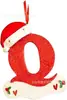 Letra Inicial de Navidad con Gorro Rojo Decoración de Letra, Decoración Colgante para Árbol de Navidad DIY Colgante Personalizado Regalo