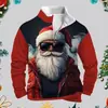Sudadera Navideña para Hombre Estilo Comercio Exterior Transfronterizo 2024 Moda Sudadera con Estampado Digital Navideño Cuello Redondo Pullover