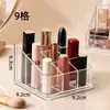 Organizador de exhibición de labiales, caja organizadora para escritorio de niñas, soporte transparente para labiales, estante de almacenamiento para dormitorio, caja organizadora de plástico para cosméticos