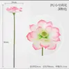 Flor de Lótus Artificial com Sensação de Molhado Decoração de Paisagem Avançada Ornamentos de Planta Verde de PU Vaso Planta de Alto Padrão para Salão de Buda