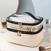 Bolsa de Maquillaje con Separación Seca y Húmeda de Dos Capas, Gran Capacidad, Bolsa de Almacenamiento Impermeable Multicapa Portátil, Certificación Transfronteriza