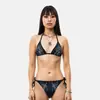 Traje de baño con estampado de Demonio de Espina Oscura Bikini de Cuello Halter con Tiras Triangulares Retro Nicho Chica Popular Traje de Baño de Playa