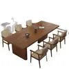 Conjunto criativo de mesa e cadeiras de jantar estilo vintage, totalmente em madeira maciça, mesa longa de madeira natural, bancada, mesa integrada para jantar e estudo em casa