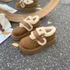 Sapatos de algodão com sola plataforma, Boken 2026, confortáveis, casuais, modernos, com forro de pelúcia, estilo novo, quentes, versáteis e de sola grossa