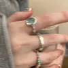 Anillo Abierto de Plata Rota Lágrimas Azules para Mujer, Anillo Minimalista para Dedo Índice, Anillo de Moda Tendencia Personalidad Amistad
