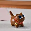 Figura de Gato Linda Tallada en Sándalo Gato Curioso Gato Confiado Gatito de Madera Arcoíris Mini Adorno de Escritorio Manualidad