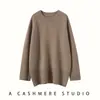 Suéter de cachemira para mujer, talla grande, tejido suelto, estilo coreano, adelgazante para figuras ligeramente curvilíneas, casual y versátil, de longitud media, simple y cálido