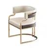 Cadeira de lazer em aço inoxidável, uma cadeira individual de tecido elegante e luxuosa, design moderno e minimalista, adequada para salões de beleza, com recursos de giro e ajuste de altura