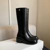 5.5cm Estilo Británico Modernas Simples Botas Altas Estilo Coreano Versátiles Punta Redonda Tacón Grueso No Más Arriba de la Rodilla Botas de Jinete Botas de Mujer