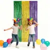 Cenário de Layout de Carnaval Mardi Gras Fundo Cortina de Seda de Chuva 1m*2m Costura de Três Cores Cortina de Seda de Chuva Festa