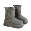 Botas de invierno cálidas de algodón con forro de lana, suela gruesa, que aumentan la altura, estilo transfronterizo con hebilla, botines o botas de media pantorrilla retro, para mujer, colección de invierno