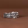 Anillo de plata S925 de ciervo dorado, vintage, auspicioso, glotón, soporte para grabado, para hombre, plata tailandesa, anillo para el dedo índice