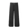 C753 Retrô Americano Neutro Sensação de Alto Padrão Design Desconstruído Cor Sólida Calça Casual Solta Masculina Reta Solta