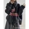 Suéter Cardigan Jacquard Fair Isle 2026 para Mujer con Bufanda, Conjunto de Dos Piezas de Abrigo de Punto Suelto y Cálido para Otoño e Invierno, Moderno