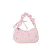 Bolso de Lona Floral Suave y Dulce para Mujer 2026 Nuevo Bolso de Hombro Único con Cordón Alto Valor Estético Estampado Floral Pequeño Nudo de Lazo Bolso de Axila