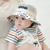 Chapéu de Sol com Proteção Solar Infantil, Chapéu de Malha de Verão para Bebê, Chapéu de Pescador Respirável para Meninos e Meninas, Chapéu de Sol Estilo Coreano com Aba Larga