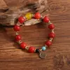 Nuevo Pulsera de Barril de Ágata Roja Natural Estilo Chino para Mujer Diseño de Nicho para Atraer Riqueza y Fortuna, Pulsera Versátil Personalizada al por Mayor