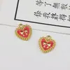 Colgante de lazo de encaje con goteo de aceite estilo coreano, Accesorio de corazón de doble cara con goteo de aceite estilo Chanel, Componente para accesorio de cabello DIY