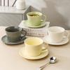 Juego de Taza y Platillo de Cerámica para Café, Taza de Desayuno de Gran Capacidad, Taza de Desayuno Estilo Ins, Taza de Té, Taza y Platillo de Desayuno en Relieve