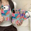 Capa de Celular Tk's Mais Vendida Artística Colorida Graffiti Mármore para iPhone 17 Apple 16Pm com Borda Ondulada