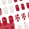 Item de venda quente do comércio exterior 24 peças nail art Floco de neve de Halloween Listrado Versátil Atmosfera Unhas postiças quadradas de comprimento médio atacado