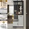 Gabinete de entrada y zapatero de lujo ligero estilo italiano integrados, mampara divisoria de sala de estar moderna minimalista con banco para cambiarse los zapatos y mueble para vino