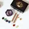 Soporte de incienso de loto Zen de resina epoxi de cristal natural transfronterizo, cuenco de tesoro desmagnetizador para base de quemador de incienso de Buda