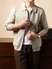 Jaqueta de tricô com zíper estilo casual americano para homens, cardigã com gola de lapela, casaco de suéter masculino, estilo fino para primavera, outono e inverno