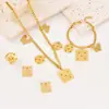 Cadena de Suéter con Corazón de Diamante Estilizado Exagerado Pulsera de Acero Inoxidable con Recortes Redondos y Cuadrados Juego de Pendientes de Anillo Abierto