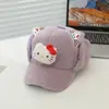 Boné de Beisebol Kuromi Infantil Estilo Coreano Desenho Animado Fofo Chapéu Quente Outono e Inverno Novo Veludo de Cordeiro Proteção de Orelha Boné de Pato