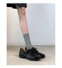 Versão em Pele de Ovelha ~ Sapatos Quadrados com Cadarço Estilo Retrô Literário para Treinamento Moral Estilo Ballet Preto Versátil Sapatos Pequenos de Couro para Mulheres