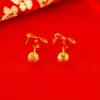 Brincos de Ouro Aluvial que Não Desbotam por Muito Tempo, Design de Alta Qualidade para Mulheres, Liga de Cobre Simples Ouro de Imitação Fosco Brincos de Feijão