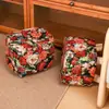 Banqueta Pequena Floral Retrô, Banqueta Oval, Banqueta Baixa, Tapete de Mesa de Centro para Sala de Estar, Banqueta para Trocar Sapatos na Entrada, Banqueta Estilosa para Sofá, Banqueta com Rodinhas