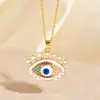 [Personalizado] Collar Retro Ojo del Diablo de Otoño e Invierno de Amazon Cobre Chapado en Oro Microincrustado Circonita Joyería con Goteo de Aceite