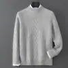 Suéter Bai Cai Rong 100% Lana Pura para Hombre Cuello Semi Alto Tejido Grueso Estampado Ropa de Punto Casual de Negocios Capa Base de Punto