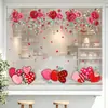 Decoraciones de ambiente en forma de corazón de rosa para el Día de San Valentín Pegatinas electrostáticas para puertas y ventanas de vidrio 2026