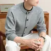 Cárdigan de punto grueso y cálido para hombre de 730g, nuevo estilo otoño e invierno 2026, chaqueta suéter con cuello alto estilo 'old money' para hombre