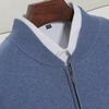 Suéter de cashmere 100% puro outono e inverno 2023 masculino com gola baseball, cardigã com zíper, malha de fio duplo grossa, casaco com bolso