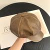 Gorra de cuero sintético de estilo británico que combina con todo. Gorra pequeña de vendedor de periódicos. Gorra octagonal vintage de moda para primavera y otoño.