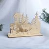Corte Láser Madera Adornos Decoración Navideña DIY Manualidades Navideñas Tridimensionales Árbol de Navidad Muñeco de Nieve Reno